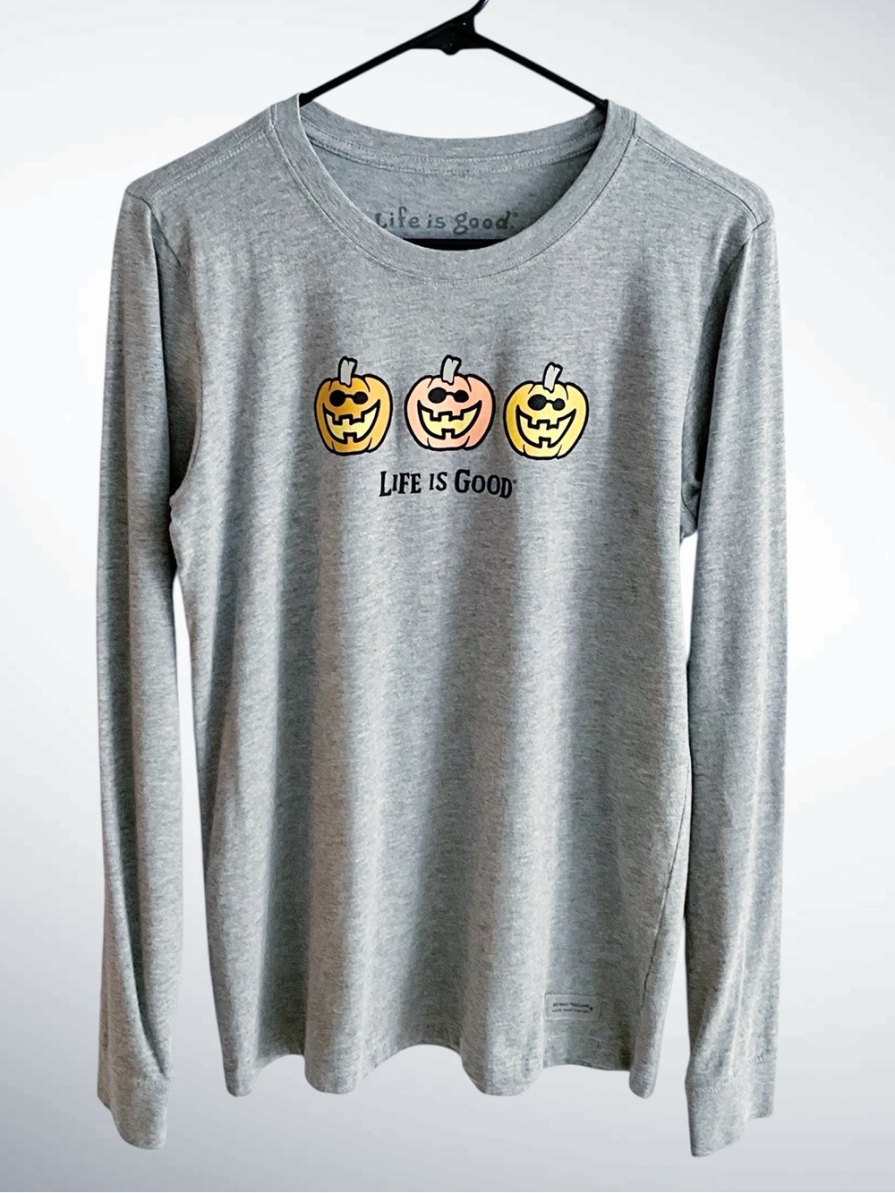 Life is Good Pumpkin Trio Halloween Long-Sleeve Tee Shirt